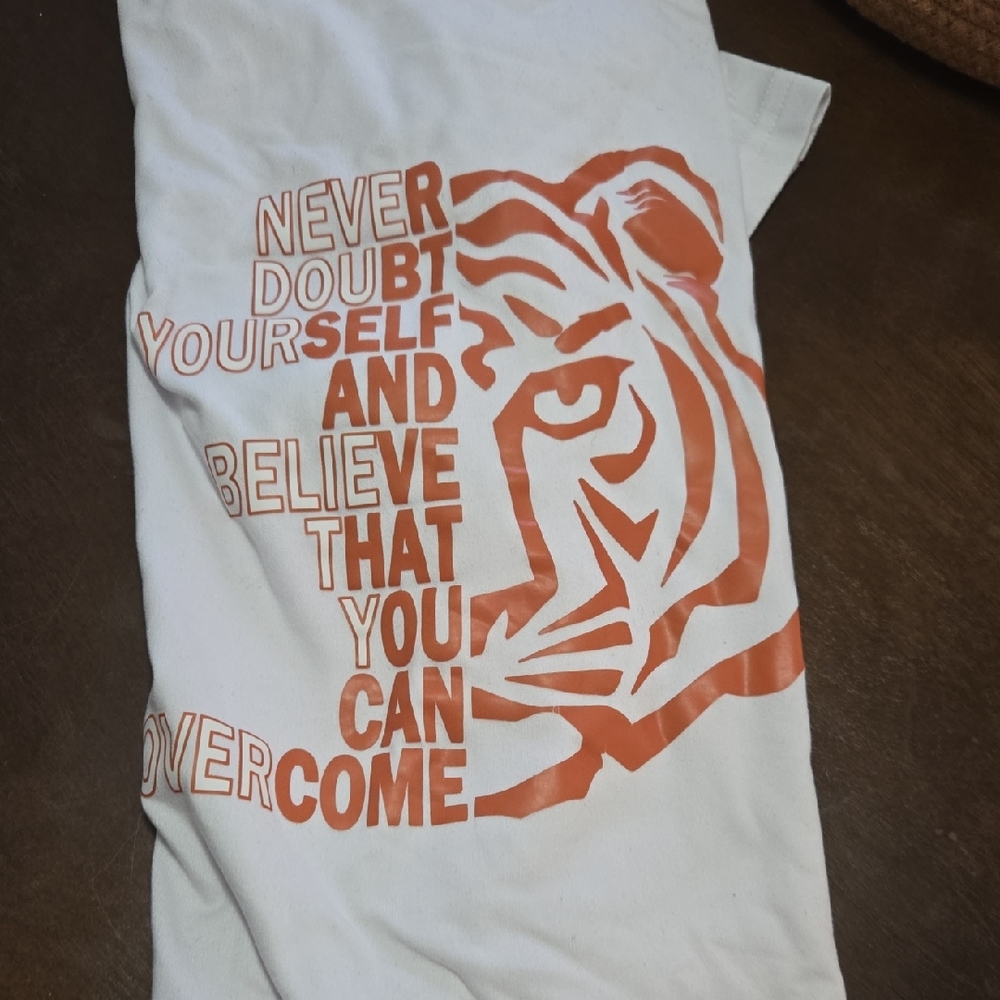 SHEIN White Tee with Orange Tiger Graphic